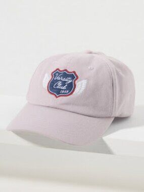 Anthropologie Varsity Patch Baseball Cap Cotton Lavender Purple  New With Tags